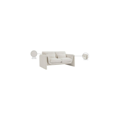 Stylus Cream Boucle Fabric Loveseat