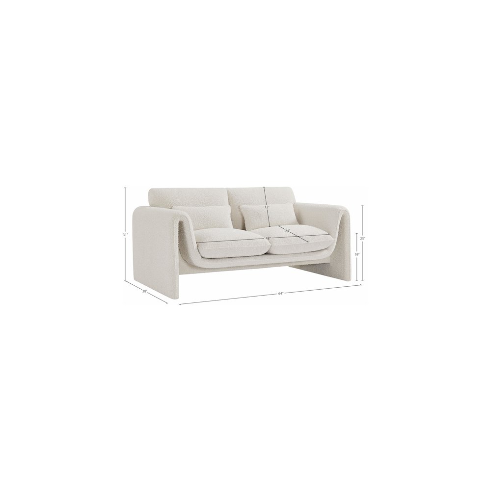 Stylus Cream Boucle Fabric Loveseat