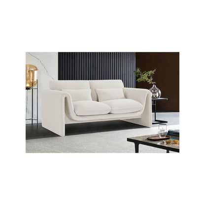 Stylus Cream Boucle Fabric Loveseat