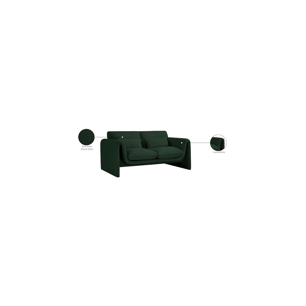 Stylus Green Boucle Fabric Loveseat