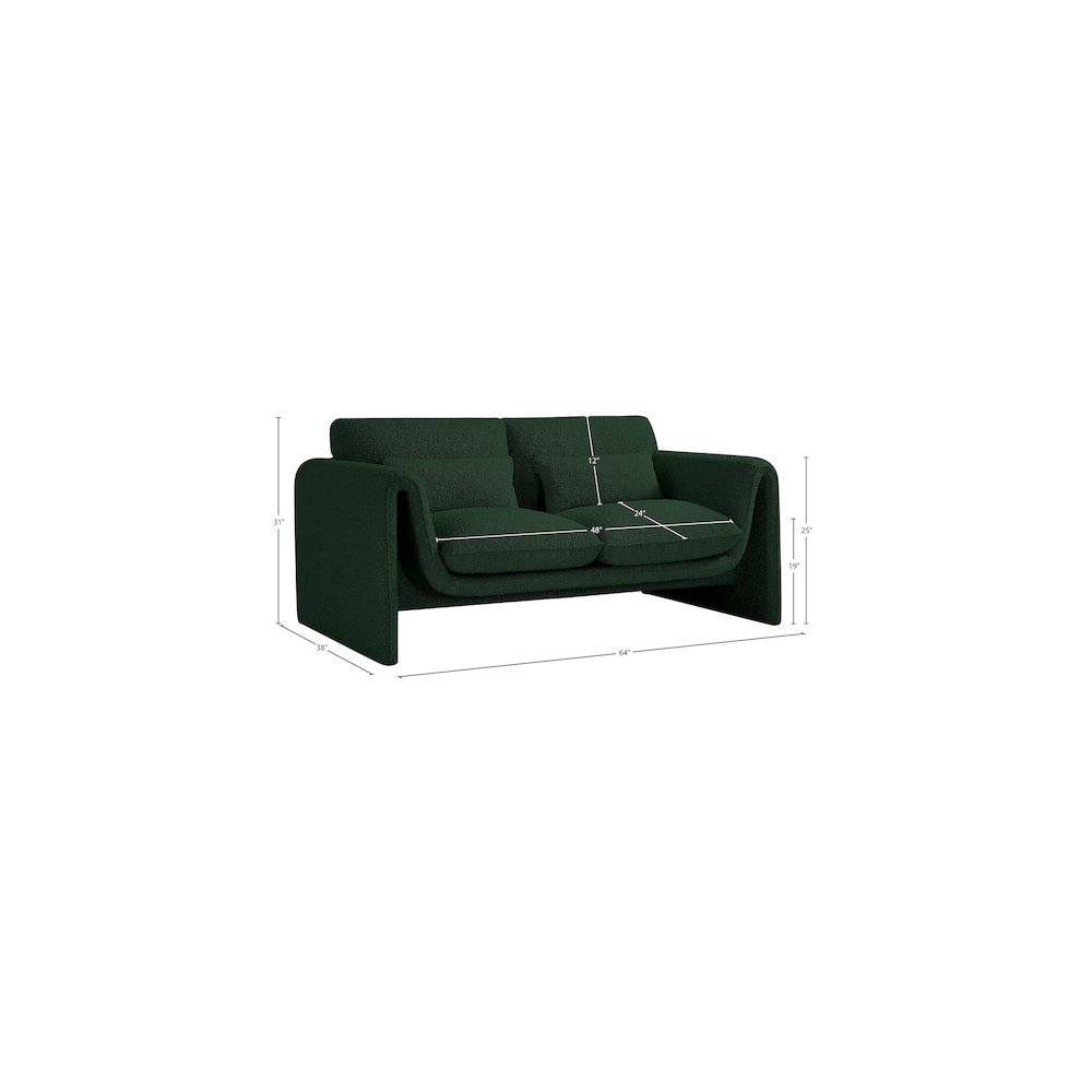 Stylus Green Boucle Fabric Loveseat