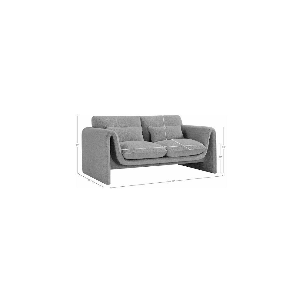 Stylus Grey Boucle Fabric Loveseat