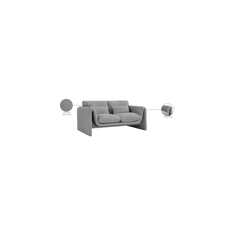 Stylus Grey Boucle Fabric Loveseat