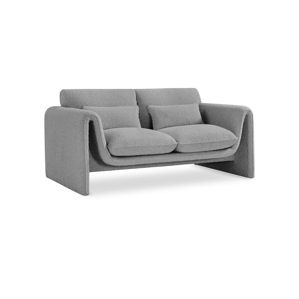 Stylus Grey Boucle Fabric Loveseat