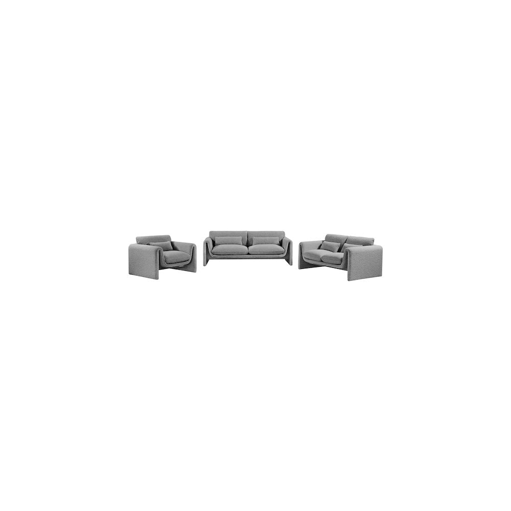 Stylus Grey Boucle Fabric Loveseat