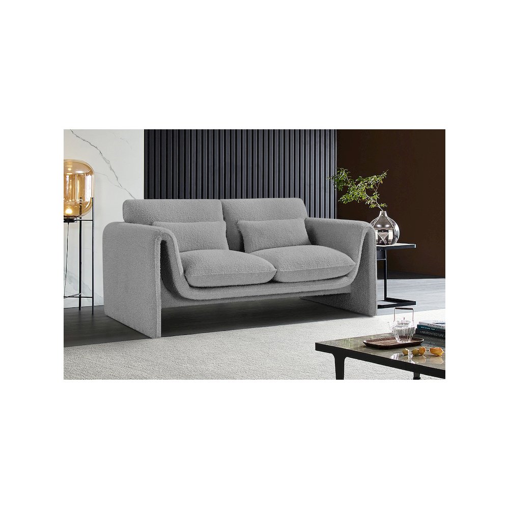 Stylus Grey Boucle Fabric Loveseat