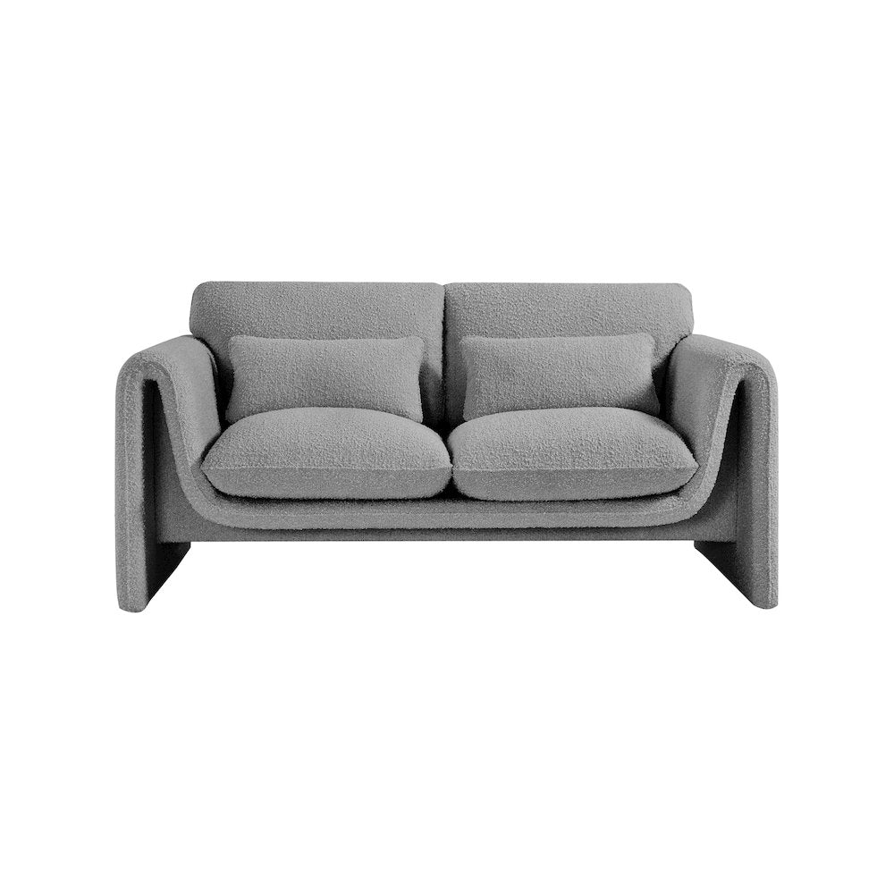 Stylus Grey Boucle Fabric Loveseat
