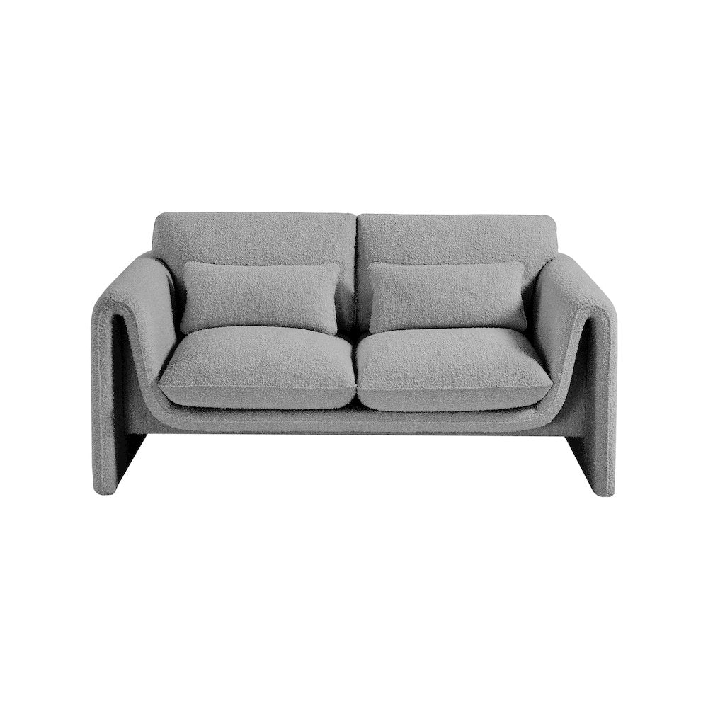 Stylus Grey Boucle Fabric Loveseat