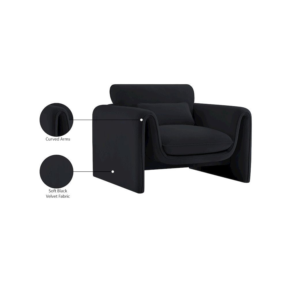 Sloan Black Velvet Fabric Chair