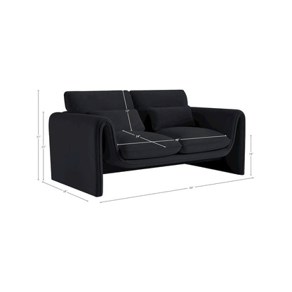 Sloan Black Velvet Fabric Loveseat