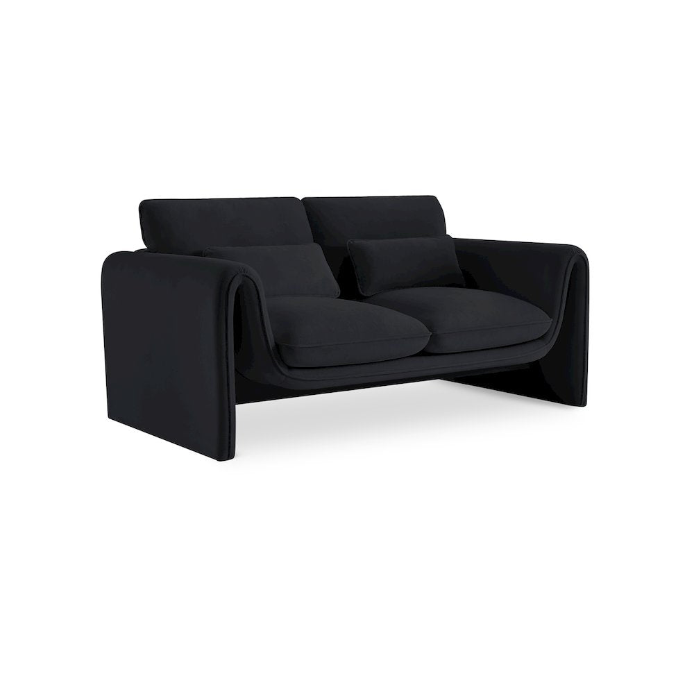 Sloan Black Velvet Fabric Loveseat