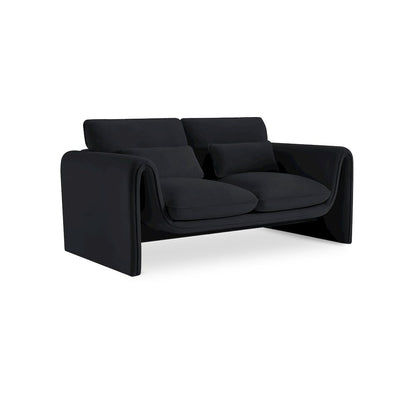 Sloan Black Velvet Fabric Loveseat