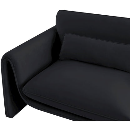 Sloan Black Velvet Fabric Loveseat