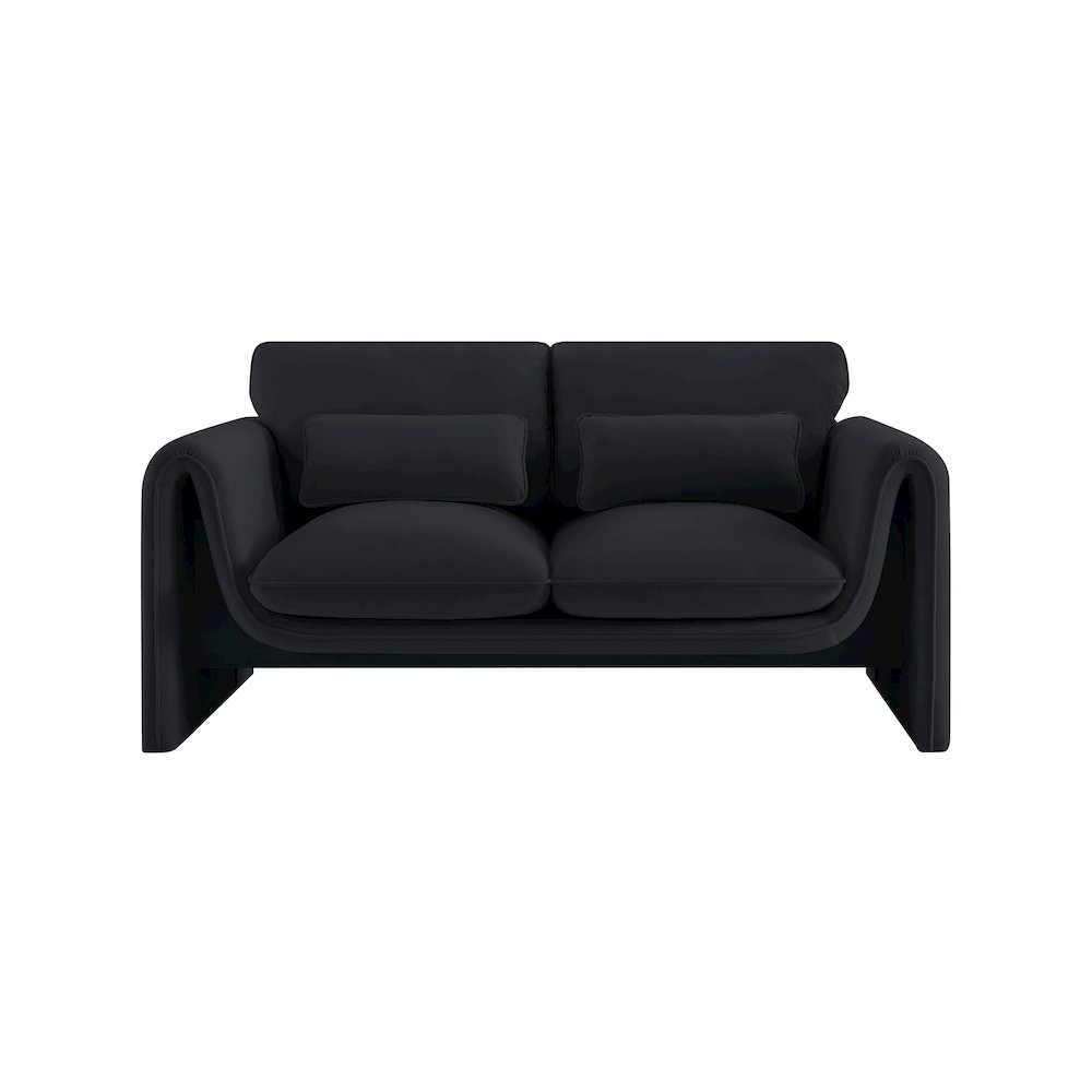 Sloan Black Velvet Fabric Loveseat