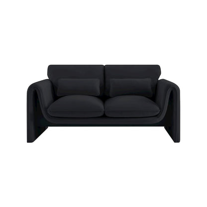 Sloan Black Velvet Fabric Loveseat