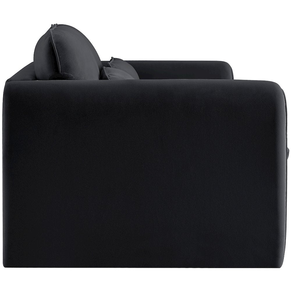 Sloan Black Velvet Fabric Loveseat