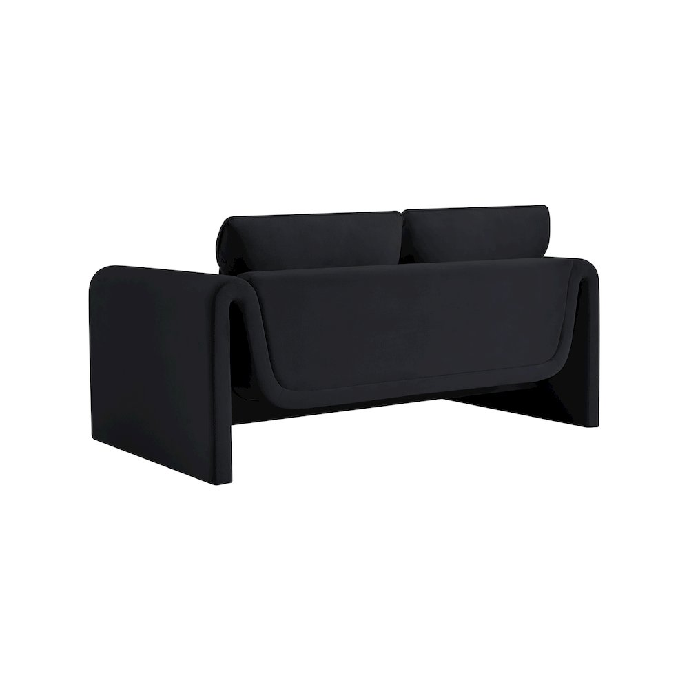 Sloan Black Velvet Fabric Loveseat
