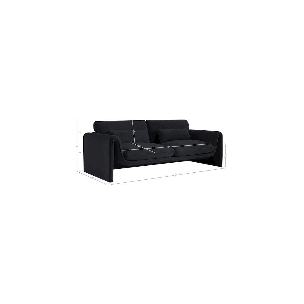 Sloan Black Velvet Fabric Sofa
