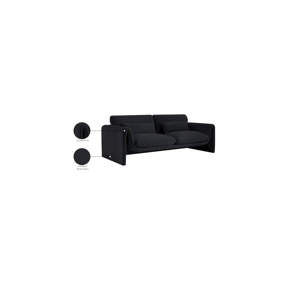 Sloan Black Velvet Fabric Sofa