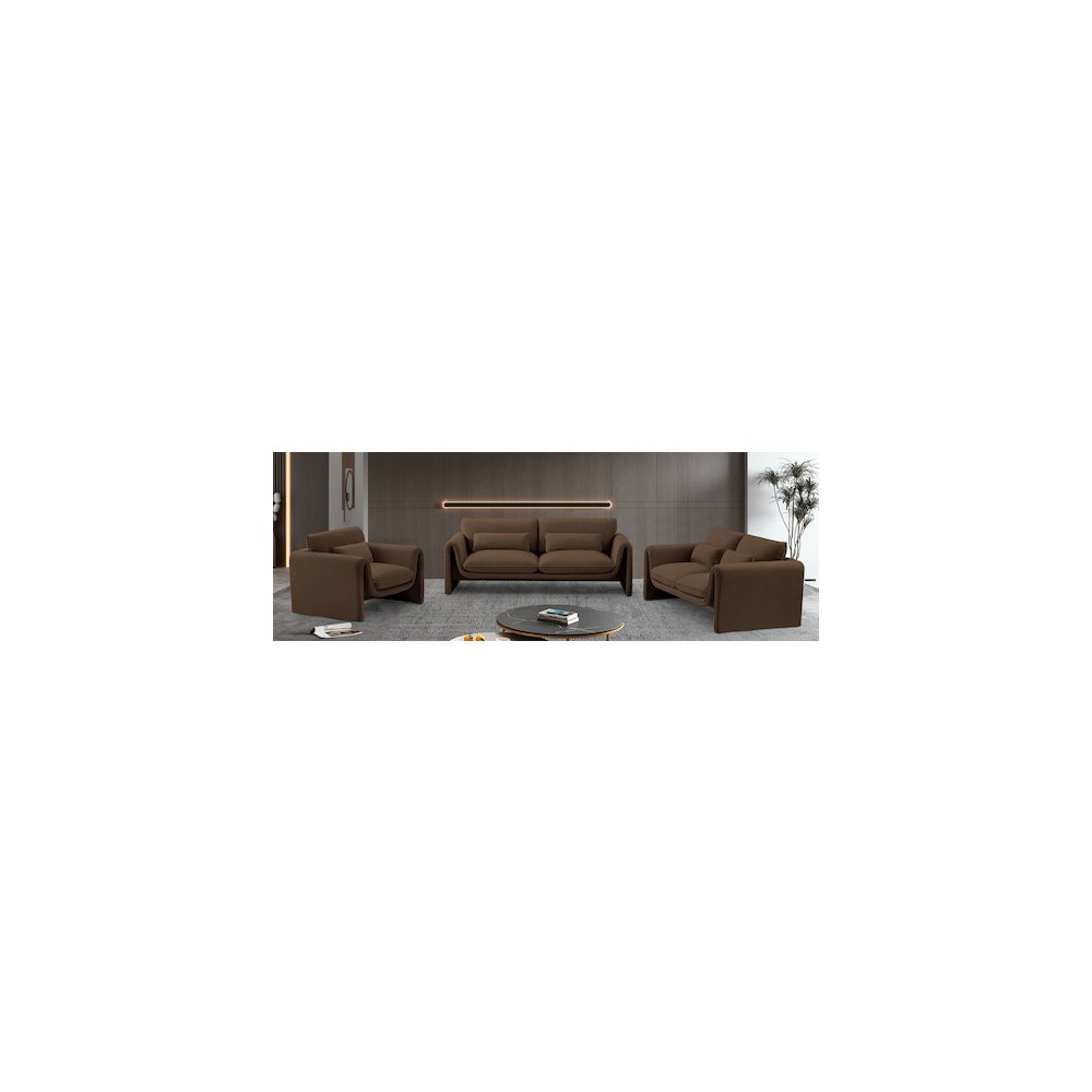 Sloan Brown Velvet Fabric Loveseat