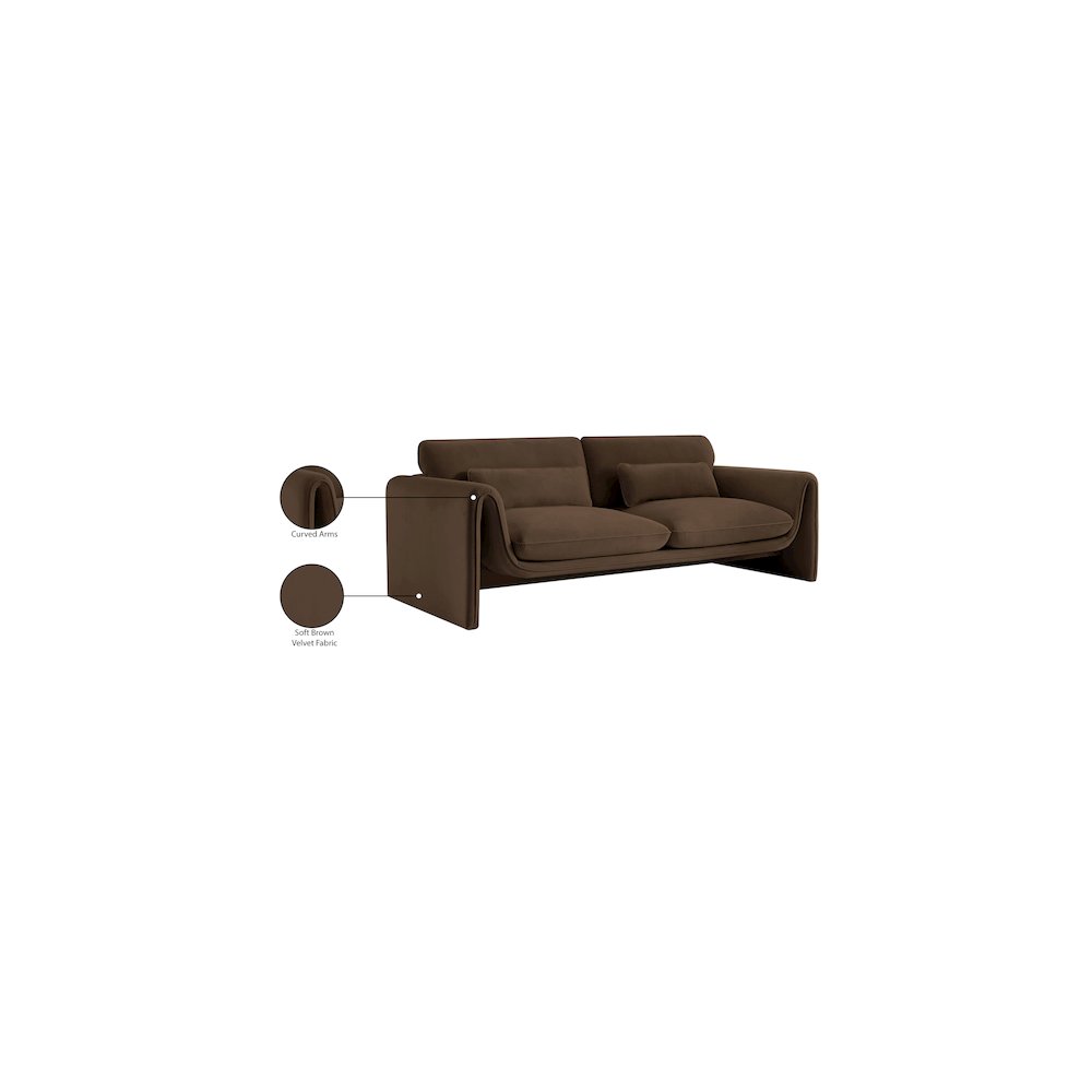 Sloan Brown Velvet Fabric Sofa