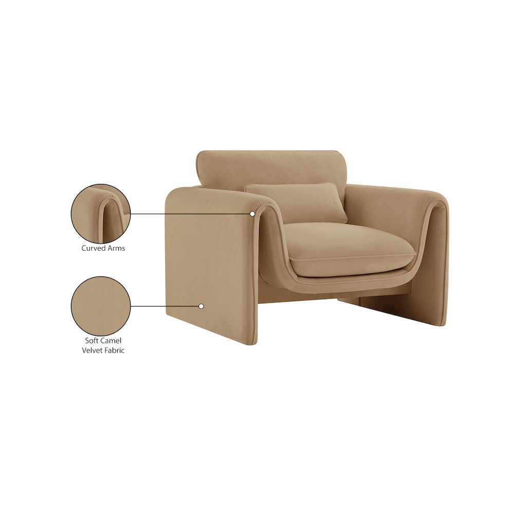 Sloan Camel Velvet Fabric Chair
