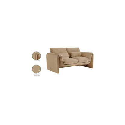 Sloan Camel Velvet Fabric Loveseat
