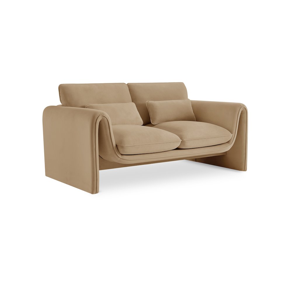 Sloan Camel Velvet Fabric Loveseat