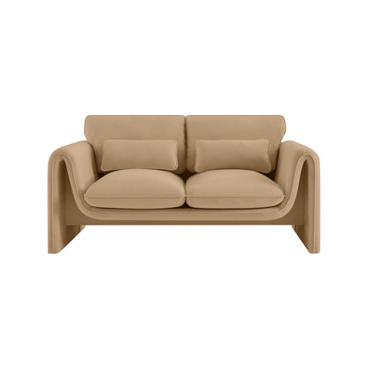 Sloan Camel Velvet Fabric Loveseat