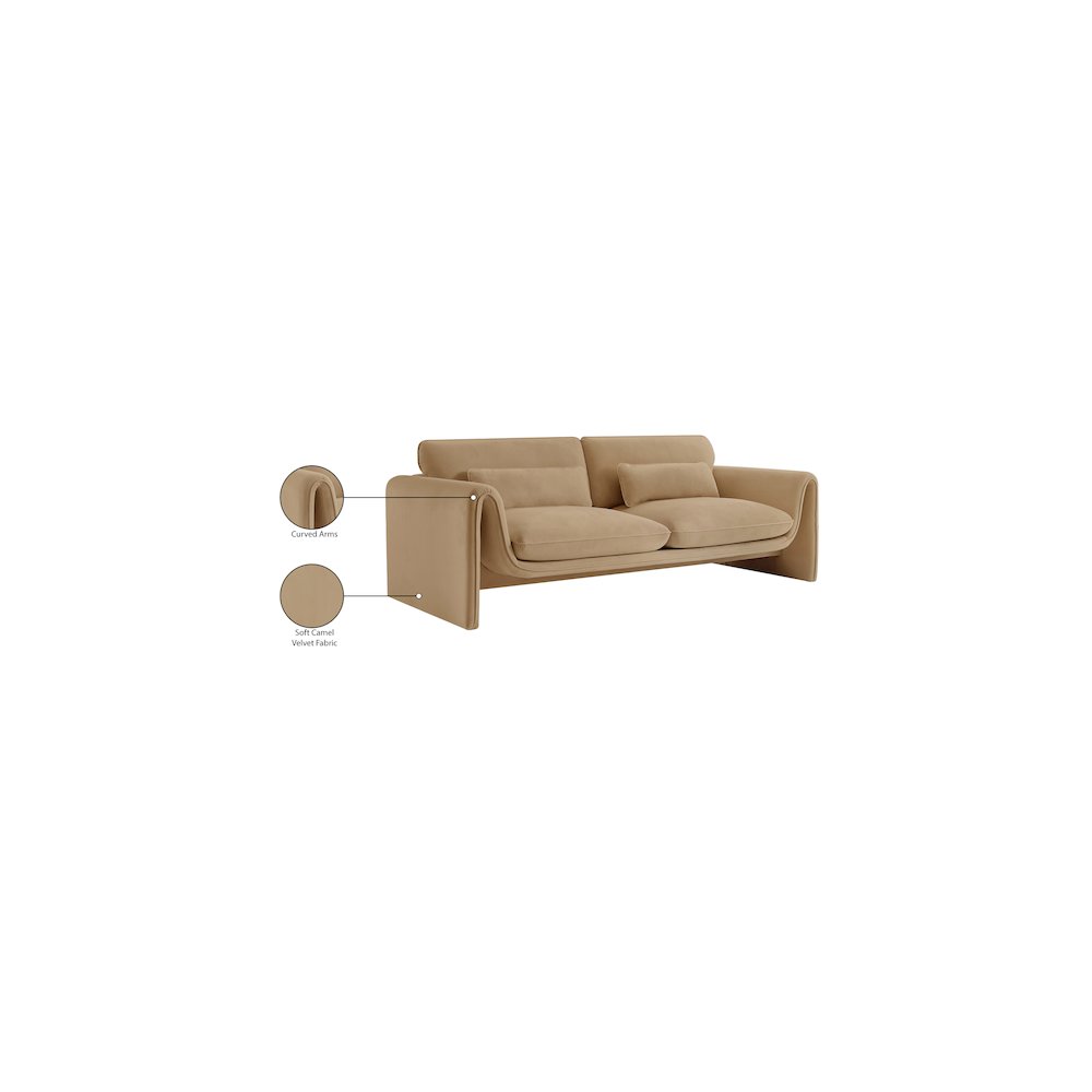 Sloan Camel Velvet Fabric Sofa