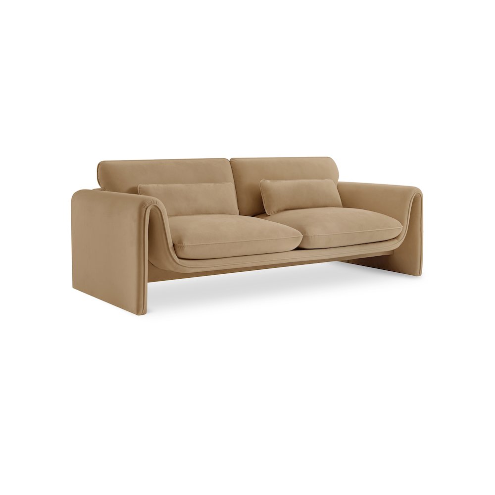Sloan Camel Velvet Fabric Sofa