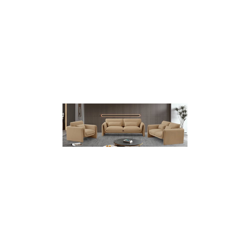 Sloan Camel Velvet Fabric Sofa