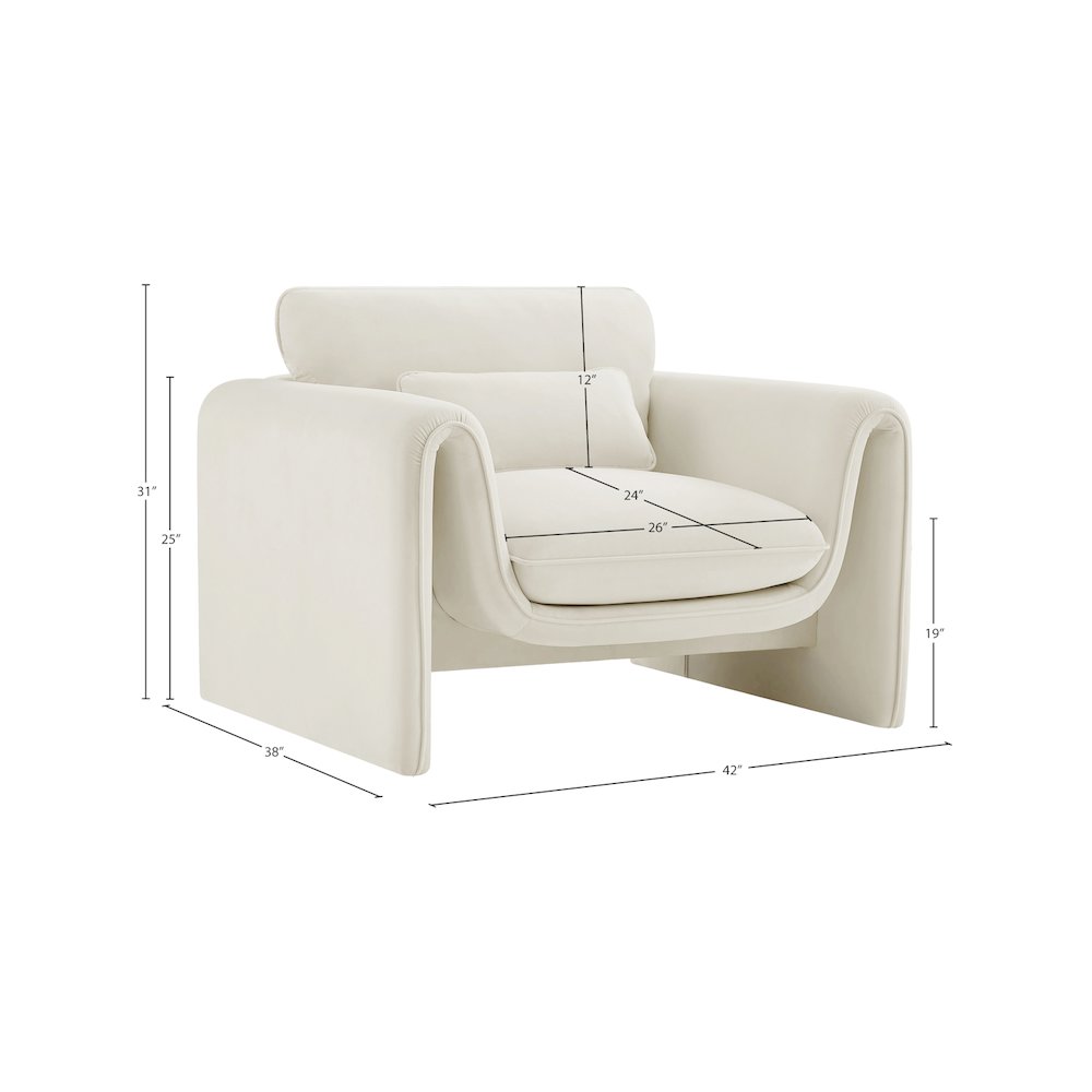Sloan Cream Velvet Fabric Chair
