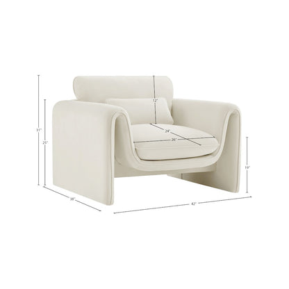 Sloan Cream Velvet Fabric Chair