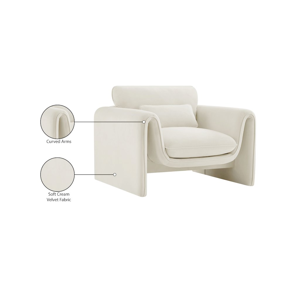 Sloan Cream Velvet Fabric Chair