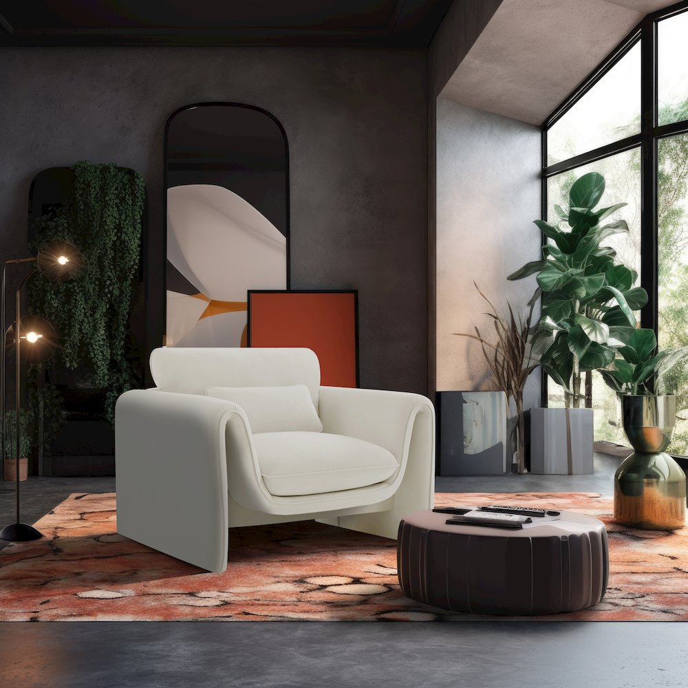 Sloan Cream Velvet Fabric Chair
