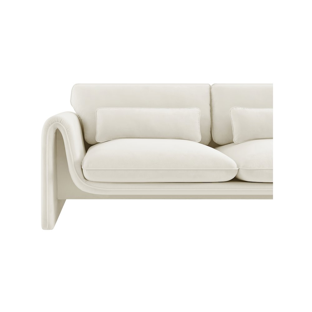 Sloan Cream Velvet Fabric Loveseat