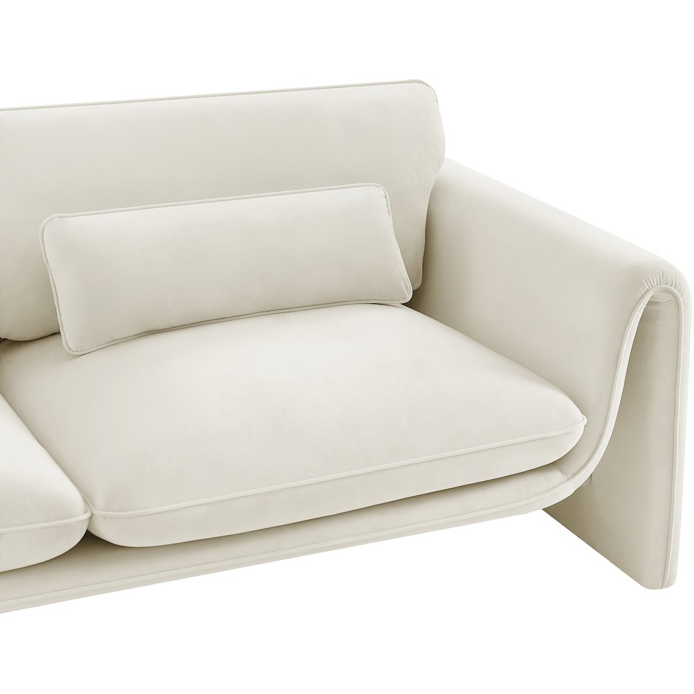 Sloan Cream Velvet Fabric Loveseat