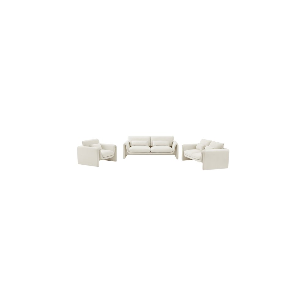 Sloan Cream Velvet Fabric Loveseat