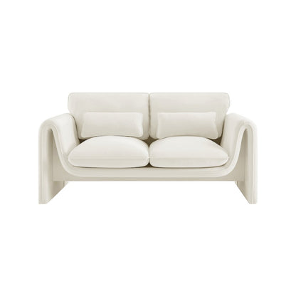 Sloan Cream Velvet Fabric Loveseat