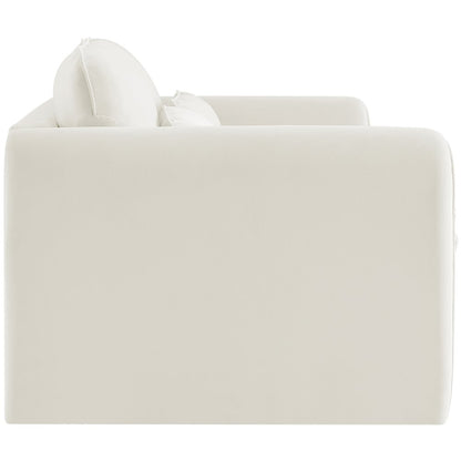 Sloan Cream Velvet Fabric Loveseat