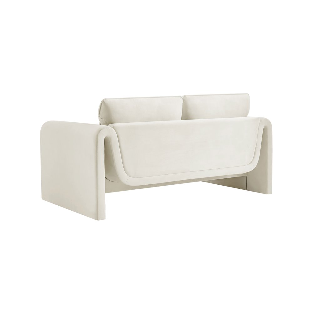 Sloan Cream Velvet Fabric Loveseat