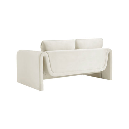 Sloan Cream Velvet Fabric Loveseat