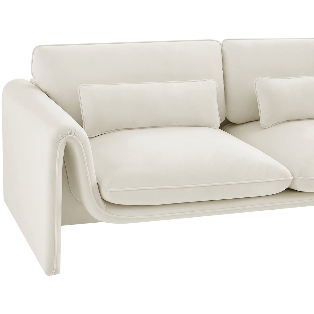 Sloan Cream Velvet Fabric Loveseat