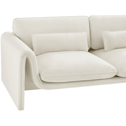 Sloan Cream Velvet Fabric Loveseat