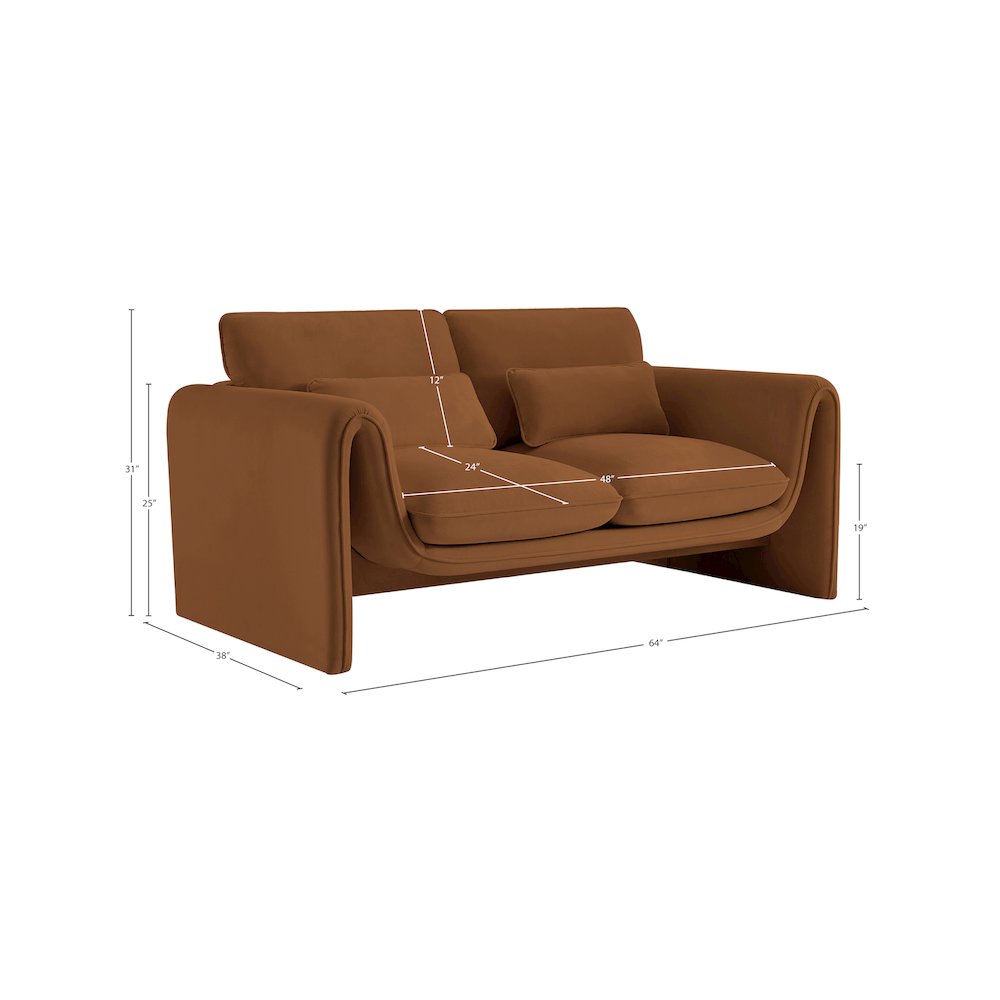 Sloan Saddle Velvet Fabric Loveseat