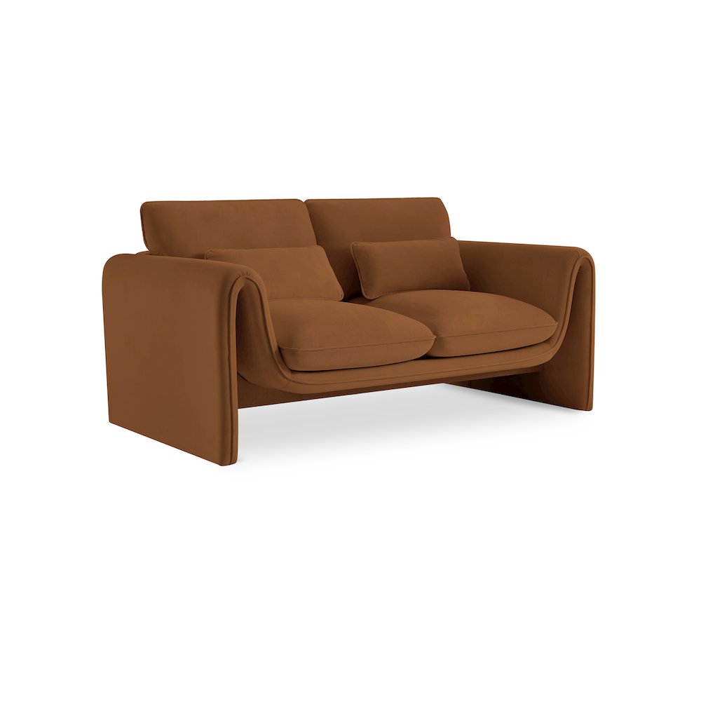 Sloan Saddle Velvet Fabric Loveseat