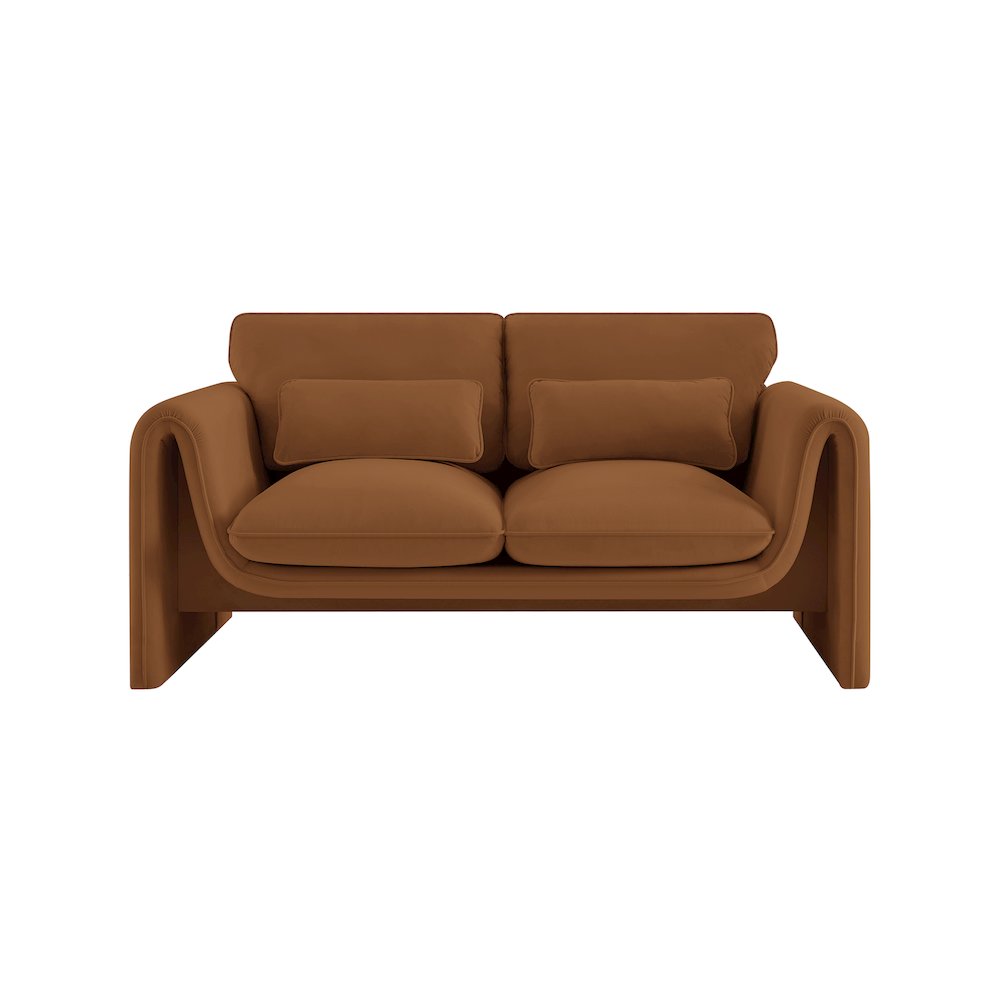 Sloan Saddle Velvet Fabric Loveseat