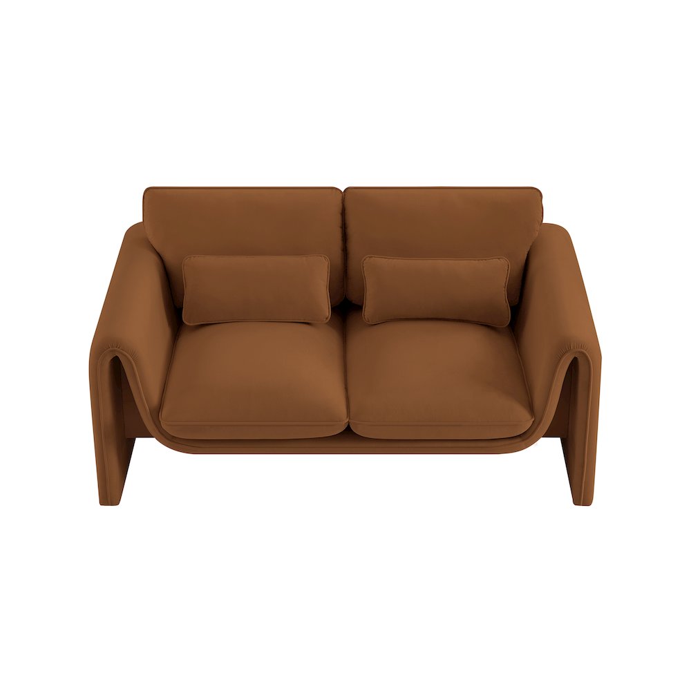 Sloan Saddle Velvet Fabric Loveseat