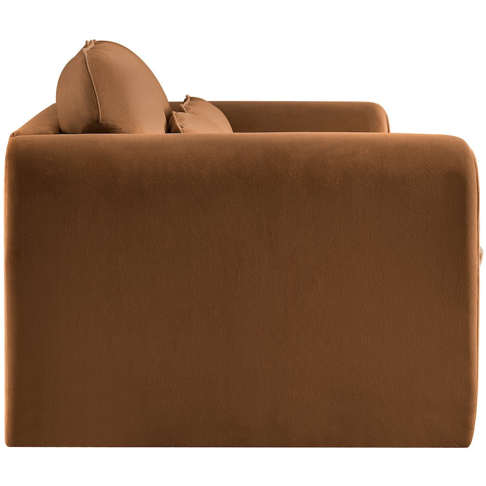 Sloan Saddle Velvet Fabric Loveseat